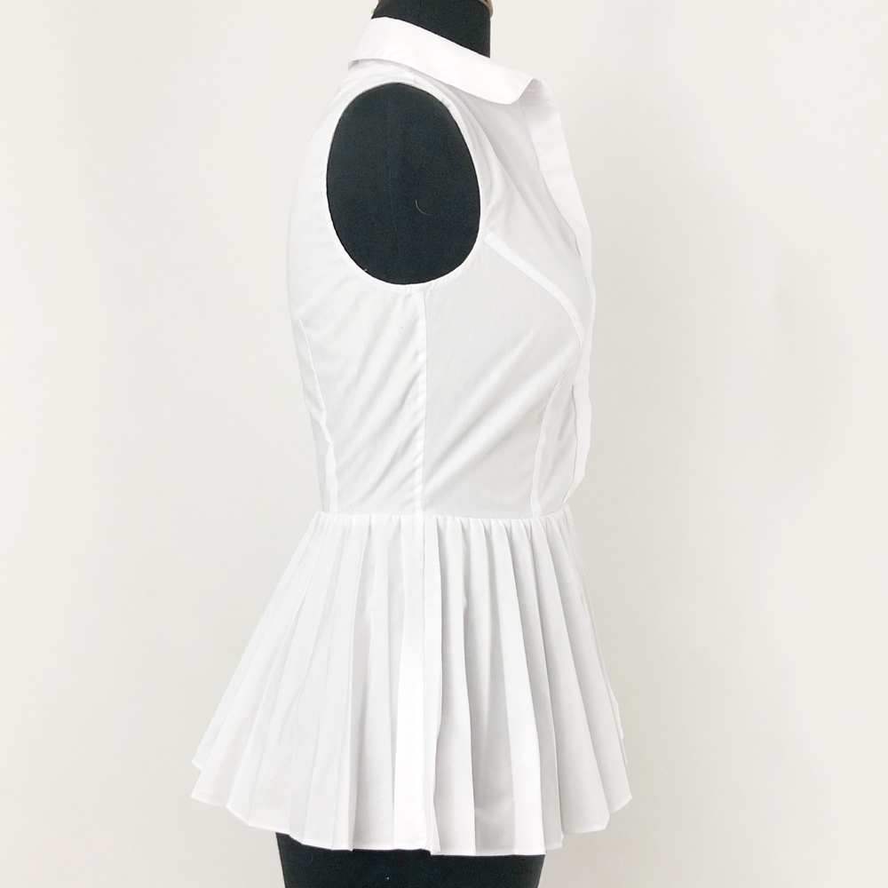 ✨sold✨ karen millen • white pleated peplum top - Picture 4 of 7